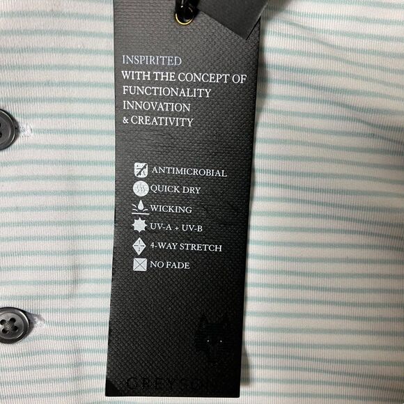 Greyson Polo Mens XXL Green Striped Performance Golf Massasaga Contrast Collar - Picture 8 of 11